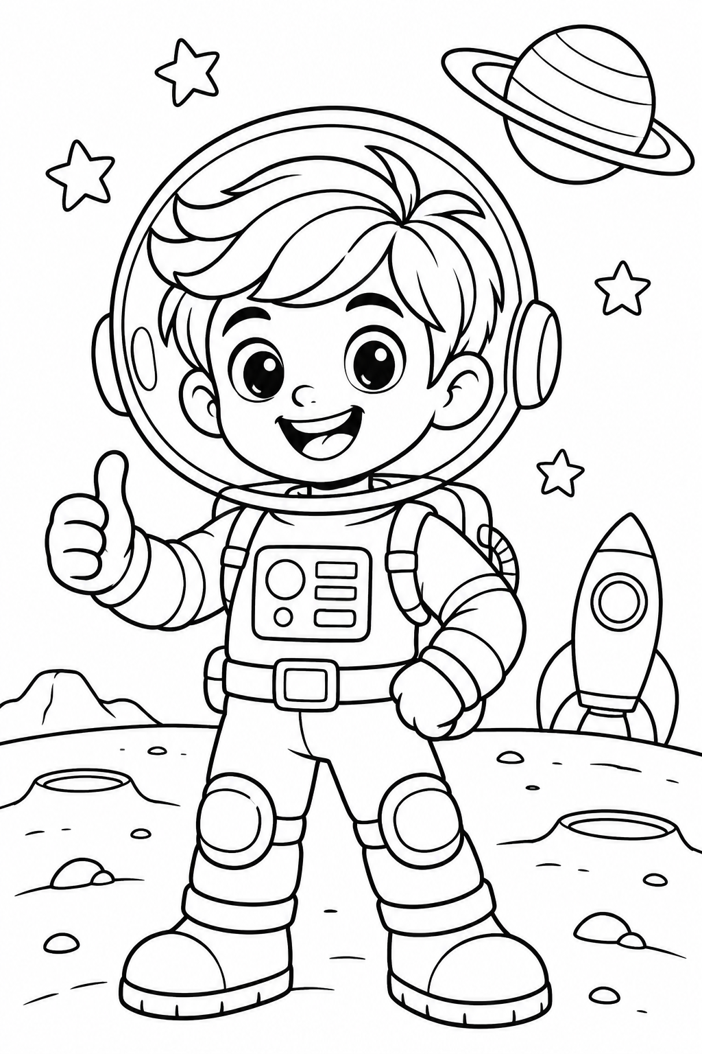 Edu astronauta em contornos para colorir